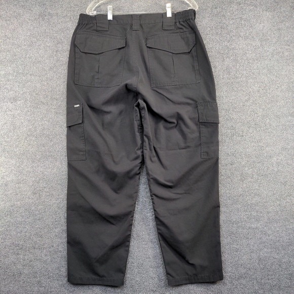 CQR Men's Cargo Pants Black Actual 35x29 Flat Front Multi-Pocket Polyester Blend - Picture 4 of 10